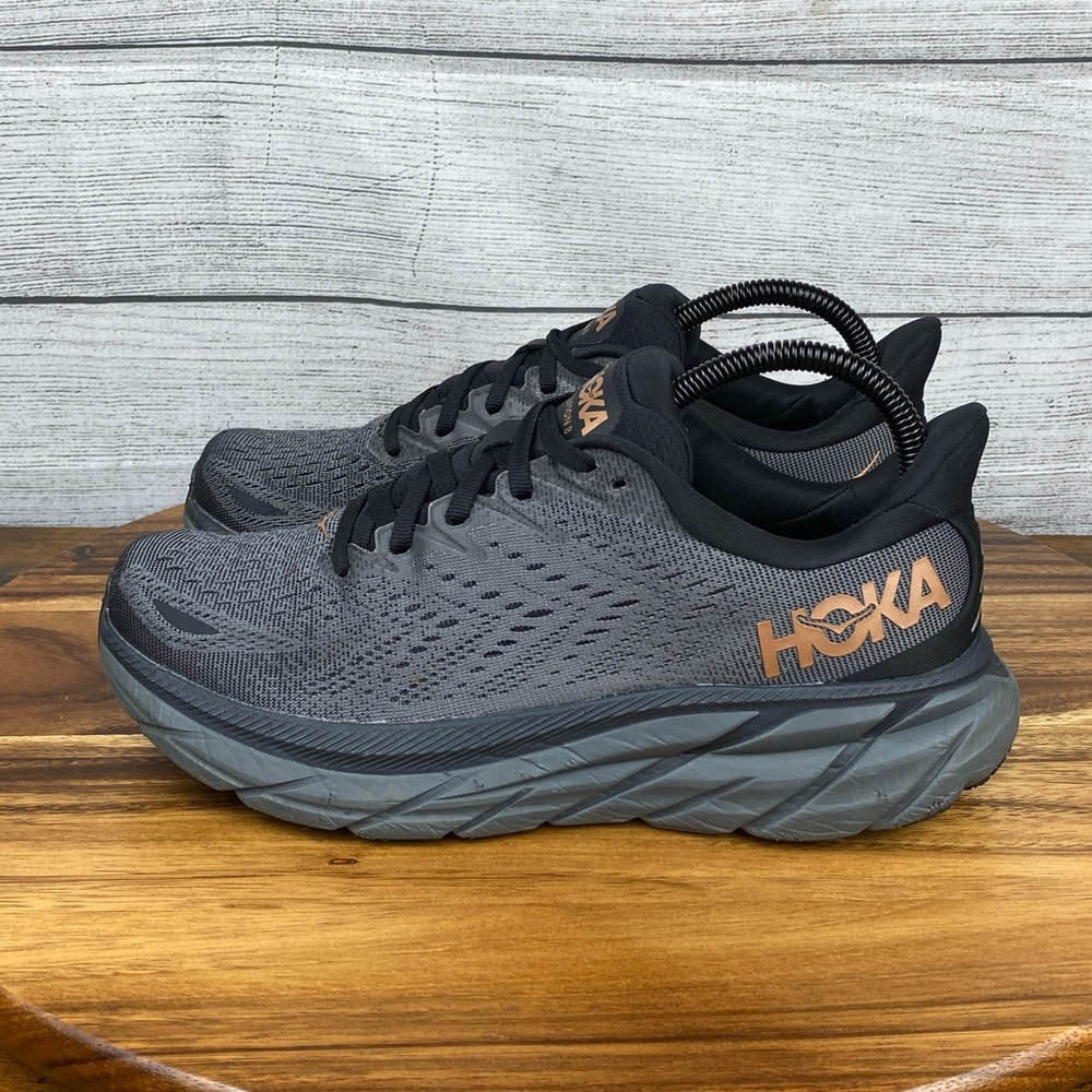 Hoka One One Clifton 8 Anthracite Copper Running Shoe Women’s Sneaker Size 8